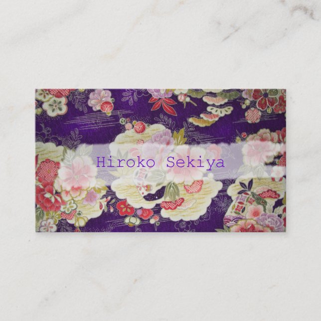 PixDezines kimono/faux chirimen/orleanders Visitkort (Framsida)