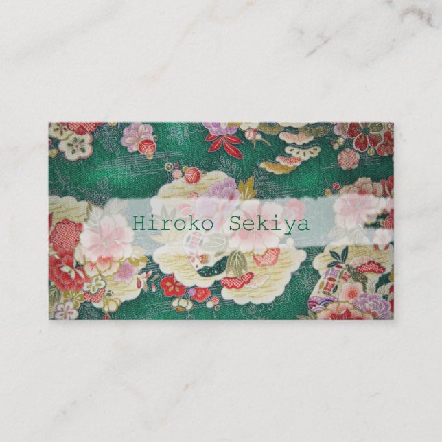 PixDezines kimono/faux chirimen/orleanders Visitkort (Framsida)