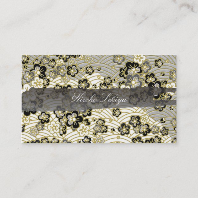 PixDezines kimono/faux chirimen/sakura Visitkort (Framsida)