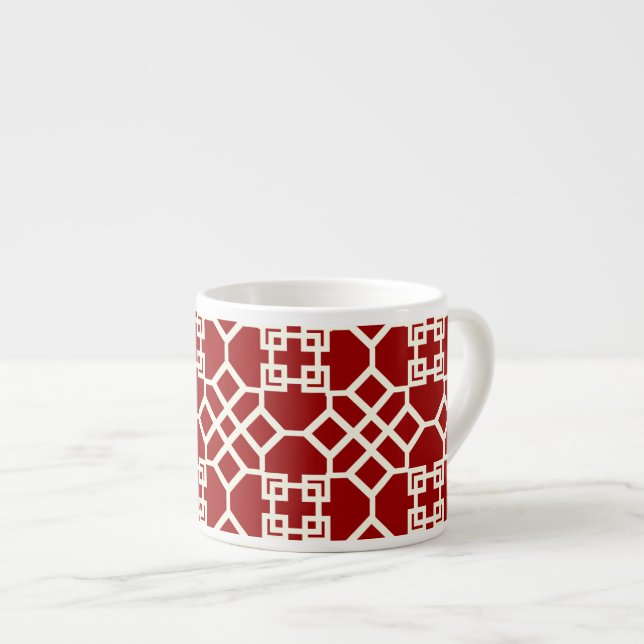 PixDezines Kinesiskt gallerverk/Gör-det-själv röd  Espressomugg (Framsida höger)