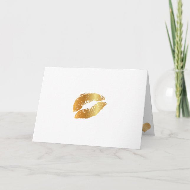 PixDezines Kiss, Kiss, Faux Guld Läppar/DIY-meddel Helgkort (Framsida)