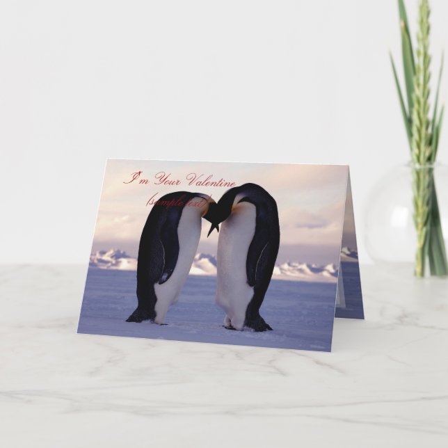 PixDezines Kissing Emperor Penguin Valentine Helgkort (Framsida)