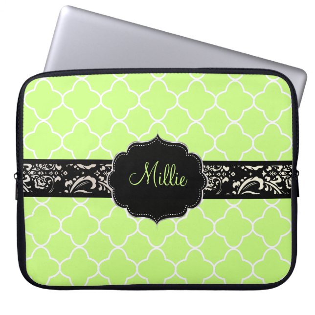 PixDezines Klöver Trellis/DIY monogram+färg! Laptop Sleeve (Framsidan)