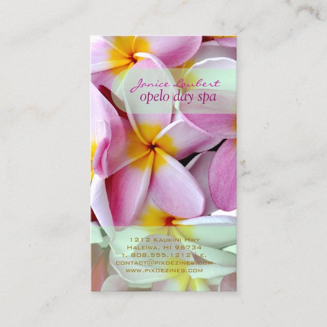 PixDezines KONA ROSA PLUMERIAS Visitkort (Framsida)