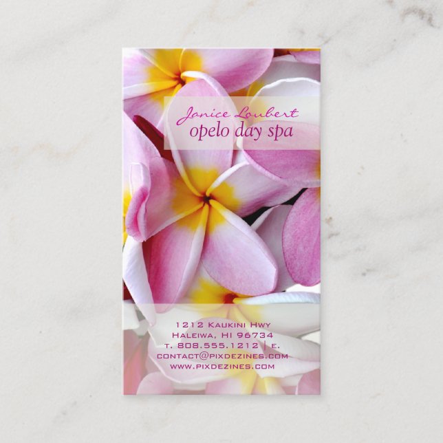 PixDezines KONA ROSA PLUMERIAS Visitkort (Framsida)