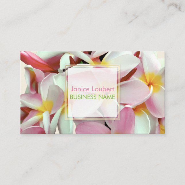 PixDezines KONA ROSA PLUMERIAS Visitkort (Framsida)