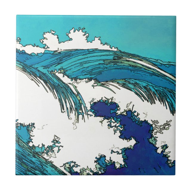 PixDezines konen uehara oceanen vågar, 上 原 Kakelplatta (Framsidan)
