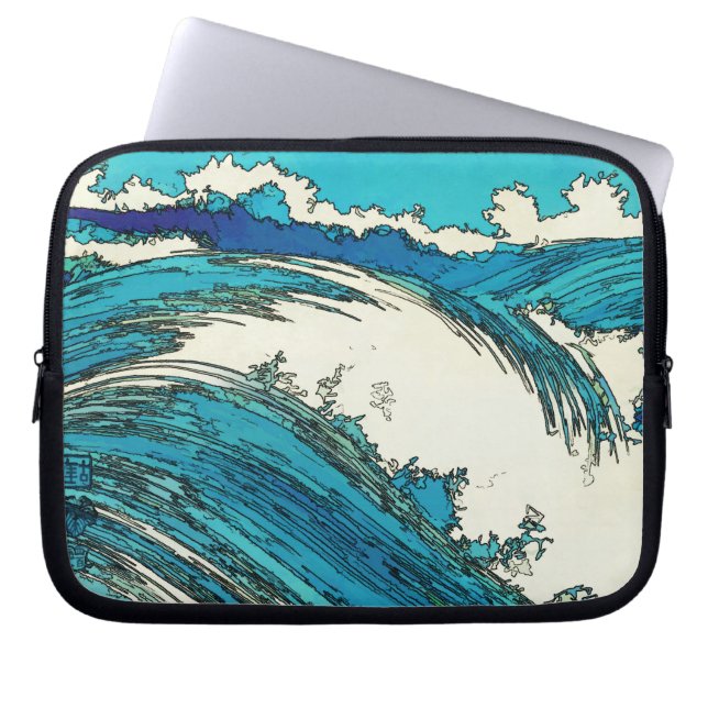 PixDezines konen uehara oceanen vågar, 上 原 Laptop Sleeve (Framsidan)