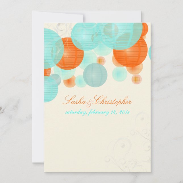 PixDezines koral+blå lyktor/Diy färg Inbjudningar (Framsida)