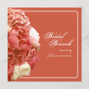 PixDezines korallfärgade pioner/hortensior/bridal Inbjudningar