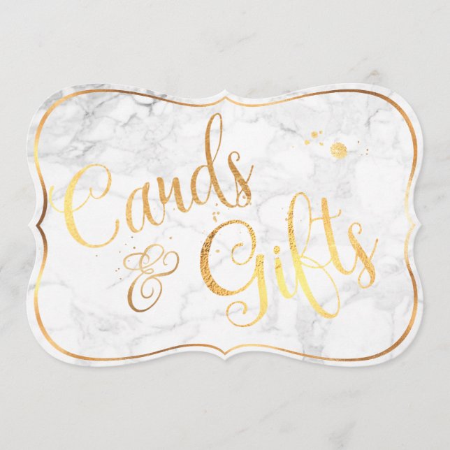 PixDezines-kort+presentkort Marble+Faux Guld/Bord- (Framsida)