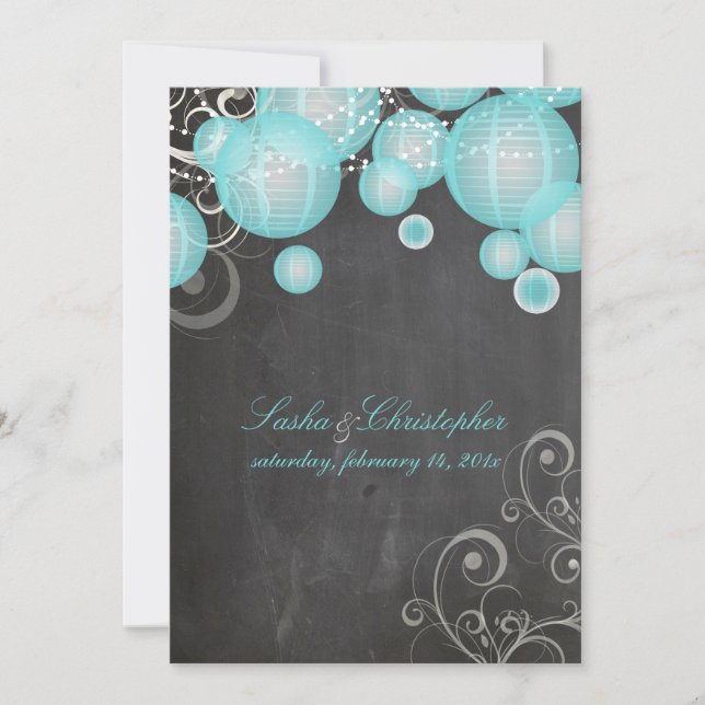 PixDezines-krita+blå lyktor/ Inbjudningar (Framsida)