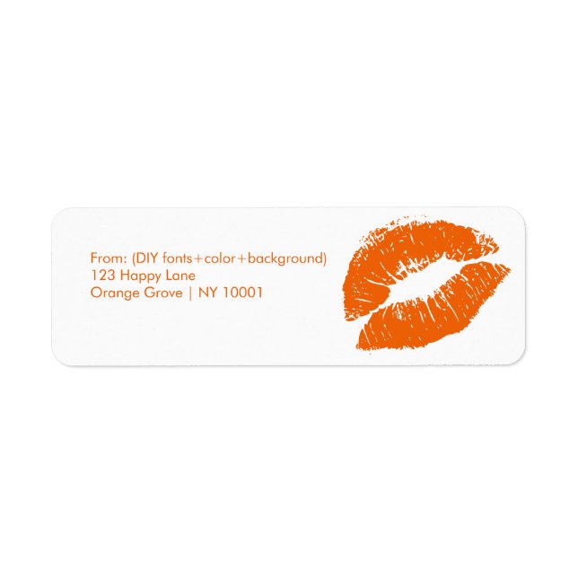 PixDezines-kyss/läppar/orange Returadress Etikett (Framsidan)
