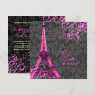 PixDezines LA TOUR EIFFEL/ROSA/GÖR SJÄLV FÄRG Inbjudningar
