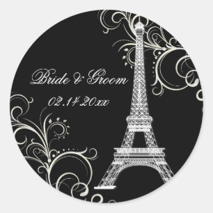 PixDezines La Tour Eiffel+Swirls/DIY färg Runt Klistermärke