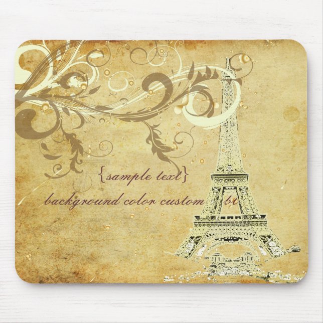 PixDezines La Tour Eiffel+Swirls, Faux Parchment Musmatta (Framsidan)