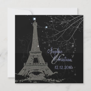 PixDezines La Tour Eiffel+Swirls Inbjudningar