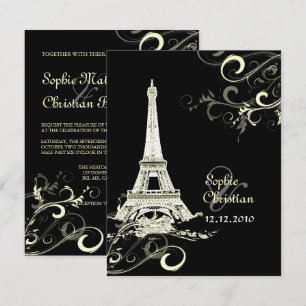 PixDezines La Tour Eiffel+Swirls Inbjudningar