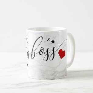 PixDezines LADYBOSS Marmor+Modern handskrift Kaffemugg
