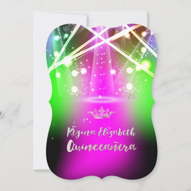 PixDezines Laser Ljus Quinceanera/Sweet 15 Inbjudningar (Framsida)