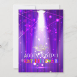 PixDezines Laser/Neon Ljus Bat mitzvah Inbjudningar