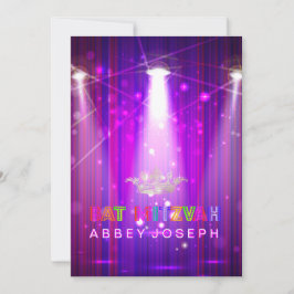 PixDezines Laser/Neon Ljus Bat mitzvah Inbjudningar