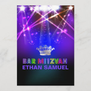 PixDezines laser /neon ljus pub mitzvah Inbjudningar