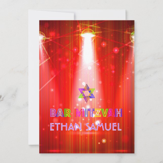 PixDezines laser /neon ljus pub mitzvah Inbjudningar (Framsida)
