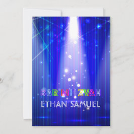 PixDezines laser /neon ljus pub mitzvah Inbjudningar