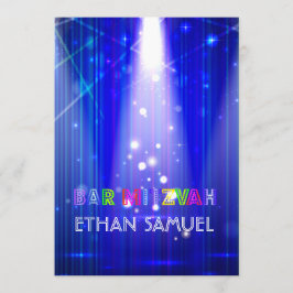 PixDezines laser /neon ljus pub mitzvah Inbjudningar
