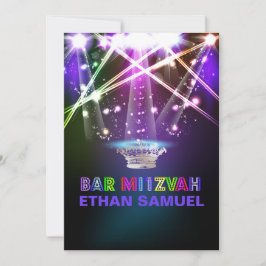 PixDezines laser /neon ljus pub mitzvah Inbjudningar