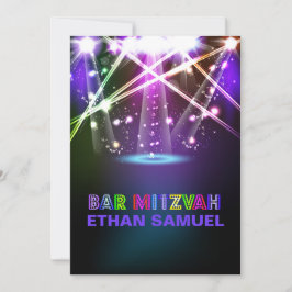 PixDezines laser /neon ljus pub mitzvah Inbjudningar