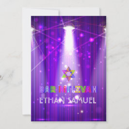 PixDezines laser /neon ljus pub mitzvah Inbjudningar