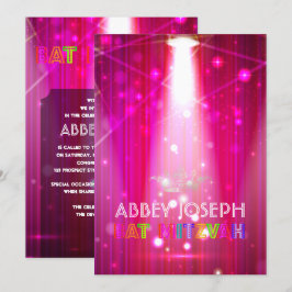 PixDezines Laser / Neonljus Bat Mitzvah Inbjudningar
