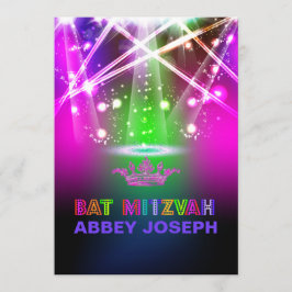 PixDezines Laser / Neonljus Bat Mitzvah Inbjudningar