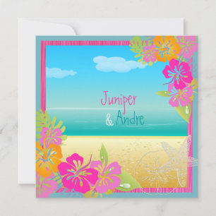 PixDezines leis/hibiscus, strand/diy färg Inbjudningar
