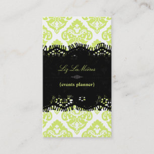 PixDezines Lemon lime Olivia Damask/dyy-bakgrund Visitkort
