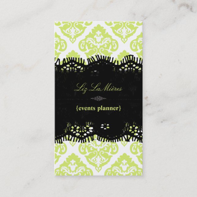 PixDezines Lemon lime Olivia Damask/dyy-bakgrund Visitkort (Framsida)