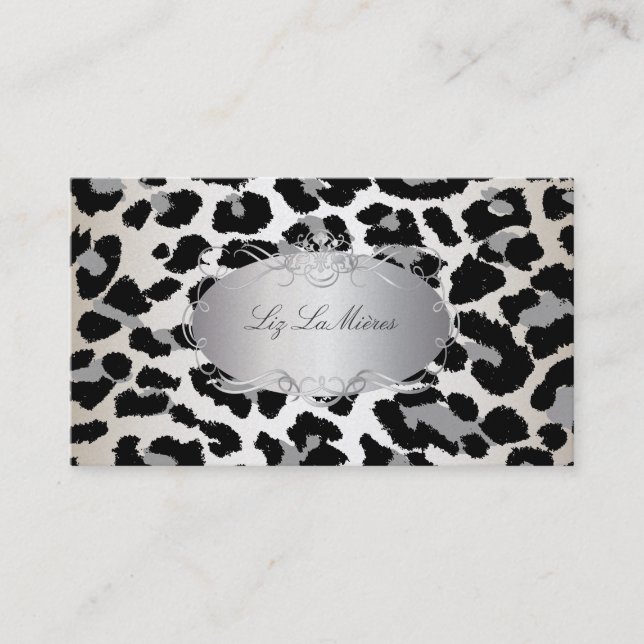 PixDezines leopard/champagne Visitkort (Framsida)