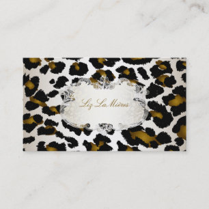 PixDezines leopard/champagne Visitkort