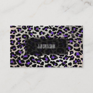 PixDezines leopard/elektrisk lila/faux silver Visitkort