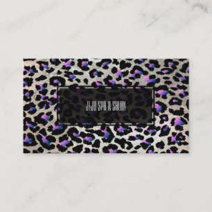 PixDezines leopard/elektrisk rosa/falskt silver Visitkort