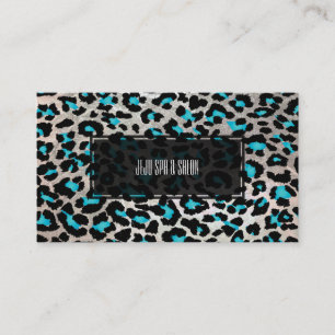 PixDezines leopard/elektrisk teal/faux silver Visitkort