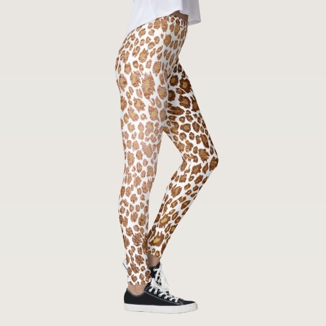 PixDezines Leopard/Falsk Metallisk/Gör-det-själv-b Leggings (Höger)