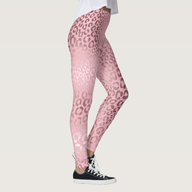 PixDezines Leopard/Faux Ro Guld/DIY-bakgrund Leggings (Höger)
