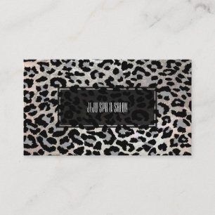 PixDezines leopard/grått/faux silver Visitkort