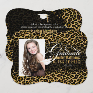 PixDezines Leopard Print Examen Inbjudningar