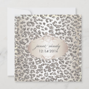 PixDezines leopard print/faux glitter Inbjudningar