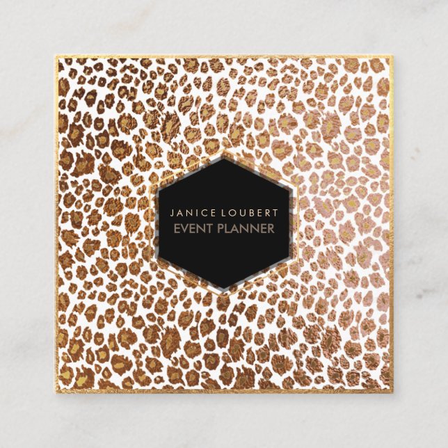 PixDezines Leopard Print/Faux Guld/DIY Background Fyrkantigt Visitkort (Framsida)