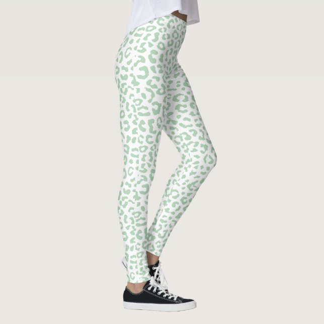 PixDezines Leopard Print/Mint-Grönt Leggings (Höger)